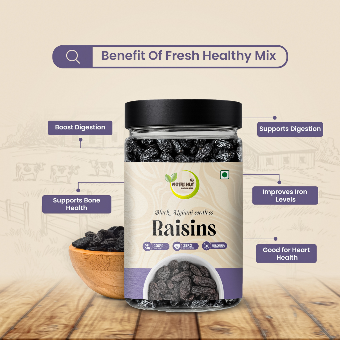 Black Afghani Seedless Raisins – 200g | Premium Quality