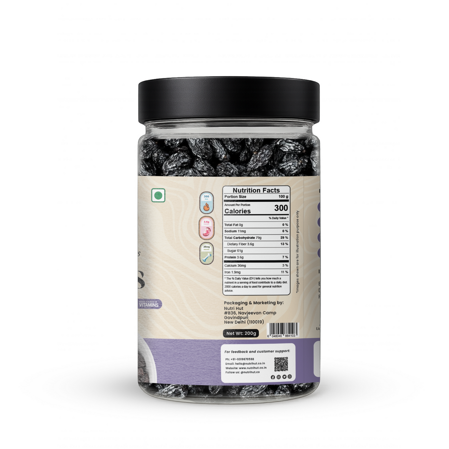 Black Afghani Seedless Raisins – 200g | Premium Quality