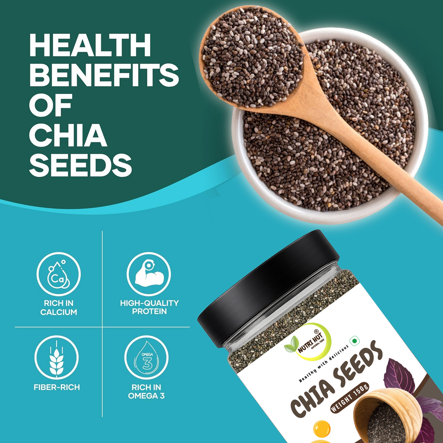Chia Seeds – 150g | Omega-3, Fibre & Protein Rich
