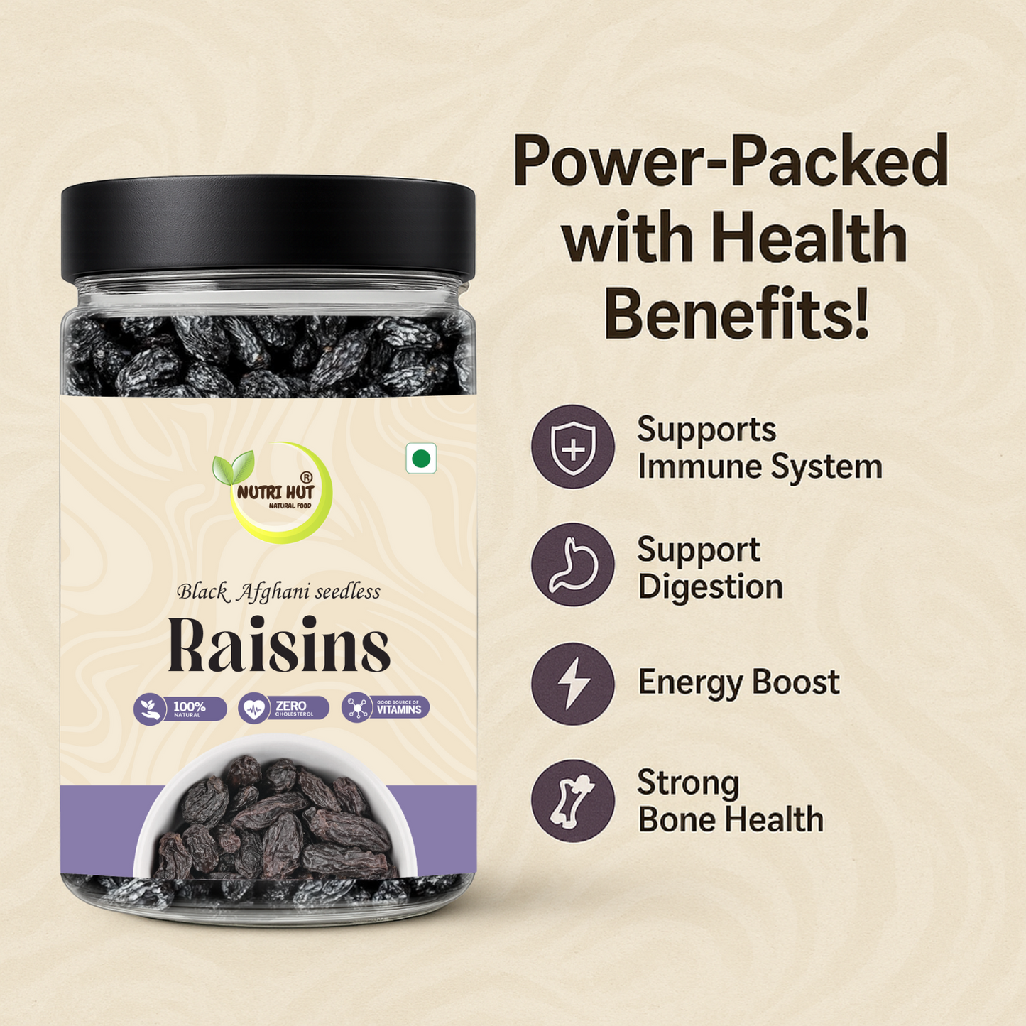 Black Afghani Seedless Raisins – 200g | Premium Quality